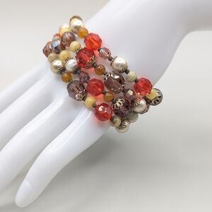 Vintage Vendome Multi-strand Beaded Bracelet With AB Rhinestone Clasp